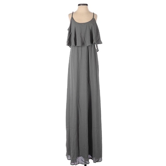 Show me your mumu Dresses & Skirts - Fairycore Maxi Cold-Shoulder Ruffle dress Gray
